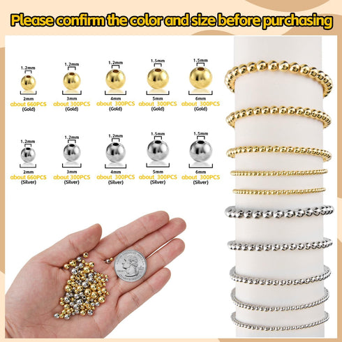 300Pcs 18K Gold Filled Spacer Beads for Jewelry Bracelets Making,Round Bracelet Beads,Small Ball Gold Filled Beads for Bracelet Necklace Jewelry B...