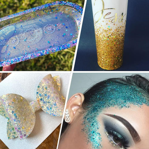 Iridescent Chunky Rainbow Glitter, 100g for Resin Tumblers, Slime, Nail Art, Festival Decor, Cosmetic Glitter (Iridescent Yellow)...