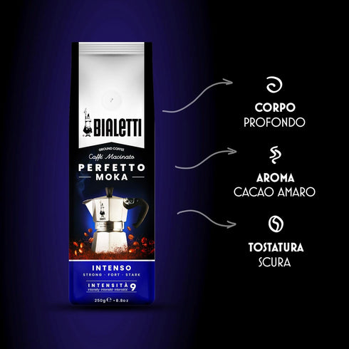 Bialetti Perfetto Moka Café Moulu Intenso (Strong) Dark Roast 250 g...