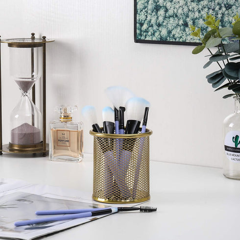 PAG Pencil Holder for Desk, 2 Pack Desktop Pen Cup, Office Supplies Desk Organizers and Accessories Organization, Makeup Brush Holder, Gold...