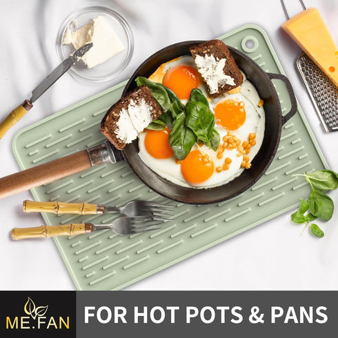 ME.FAN Silicone Dish Drying Mat for Kitchen Counter, Dish Drying Pad for Sink, Refrigerator or Drawer, Countertop Protection Pad M - 16''×12'' - D...