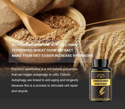 1000MG Spermidine Supplements Fermented Wheat Germ Extract Capsule with 10MG Higher Spermidine & Zinc for Antioxidant, Cell Renewal, Immune System...