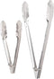 Chef Craft Set of 2 (1-9" & 1-12") Stainless Steel Clam Shell Food Service Tongs with Sliding Rings. Quality Construction, Dishwasher Safe, Silver...