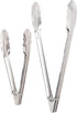 Chef Craft Set of 2 (1-9" & 1-12") Stainless Steel Clam Shell Food Service Tongs with Sliding Rings. Quality Construction, Dishwasher Safe, Silver...