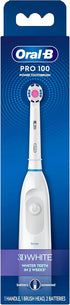 Oral-B Pro 100 3D White, Battery Powered Electric Toothbrush, White...