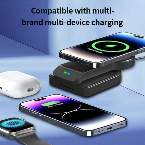3 in 1 Wireless Charging Station for Apple MagSafe Charger Multiple Devices,Magnetic Foldable 15W Fast Wireless Charger Stand for iPhone 15/14/13/...