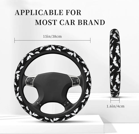 Halloween Bats Car Steering Wheel Cover Universal 15 Inches Anti-Slip Breathable Sweat Absorption Neoprene Car Accessories...