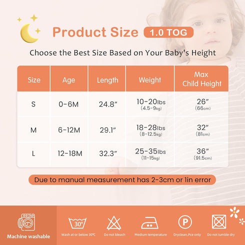 Baby Sleep Sack 6-12 Months Sleeveless Infant Wearable Blanket Comfy Soft Lightweight 2-way J-shaped zipper Swaddle Transition Sleeping Bag 1.0 TO...