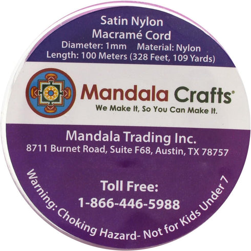 Mandala Crafts Nylon Satin Cord - 1mm Nylon Cord for Jewelry Making Beading - 109 Yds Braided Nylon Satin String White Nylon String for Bracelets ...