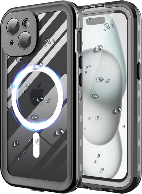 Mangix for iPhone 15 Plus Case,Magnetic Compatible with Mag-Safe Charging,Waterproof with Built-in Screen Protector Military Grade Drop Tested Rug...