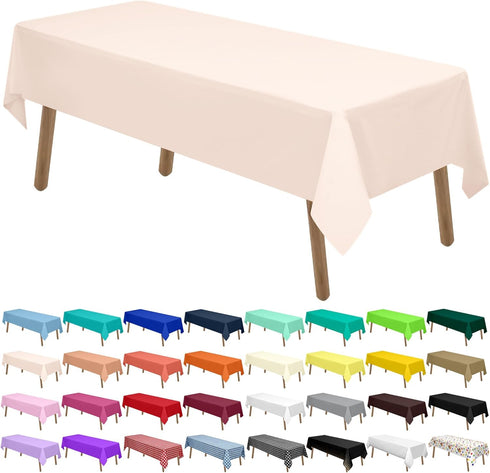PARTY ULYJA Blush Pink Plastic Tablecloths 2 Pack 54 x 108 Inch Rectangular PEVA Vinyl Table Covers for Picnic Birthday Wedding Parties...