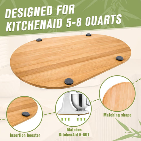 Bamboo Mixer Mat Slider For Kitchen Aid Bowl Lift 5-8 Qt - Mixer Appliance Moving Tray?Kitchen Countertop Storage Mover Sliding Caddy For Kitchen ...