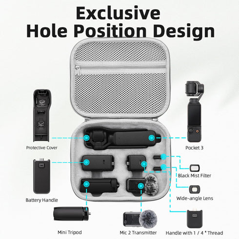 Waterproof Anti-shock Camera Case Hard Portable crossbody Bag Compatible for DJI OSMO POCKET 3, 3pcs LCD and 3pcs Lens Screen Protector Tempered G...