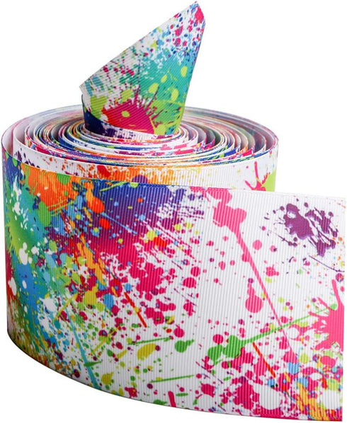 3" Wide 5 Yard DIY Drawing Graffiti Holographic Laser Grosgrain Ribbon for DIY Handmade Hair Bow Clip Accessories and Festival Wedding Party Birth...