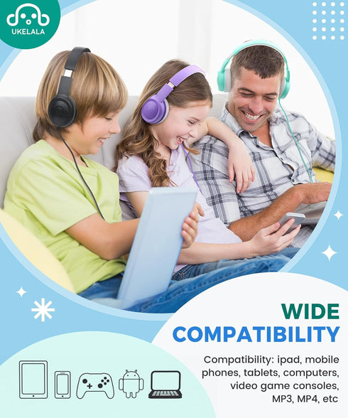 C3 Kids Headphones Wired, On-Ear Wired Headphones for Boys Girls with 3.5mm Jack, Foldable, Adjustable Headband, Child Headphones for School Home ...