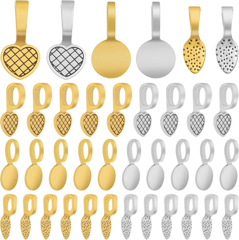 120pcs 3 Styles Tibetan Glue-on Bails Pendants Alloy Flat Pad Pendant Bails Necklace Earring Bails Cabochon Supplies for DIY Crafts Jewelry Making...