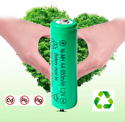 12 Counts AA 650mAh NiMH Rechargeable Batteries,1.2V Double A Battery for Outside Solar Lawn Light...