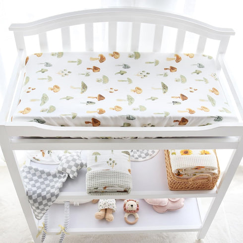 LifeTree Muslin Changing Pad Cover for Baby Girls Boys, 70% Viscose from Bamboo and 30% Cotton Natural Comfort Diaper Change Table Pad Covers, Sof...