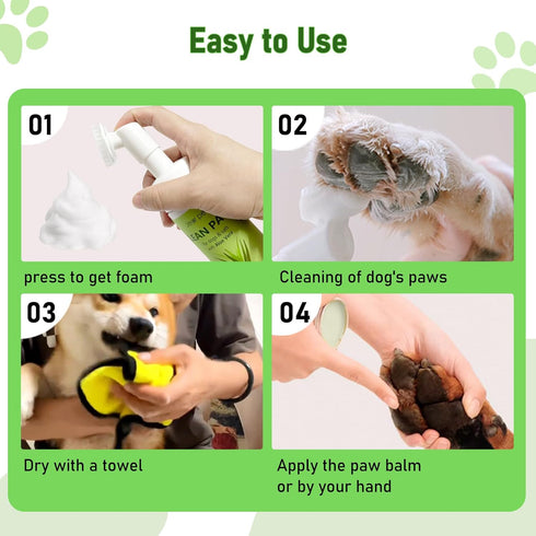 Paw Cleaner for Dogs, Dog Paw Pad Balm, Clean Paws No-Rinse Foaming Cleanser, Natural Sulfate Free Dog Paw Protector, Moisturizes Gentle Deep Clea...