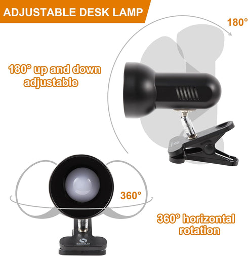 RONG&LAN LED Metal Clip On Light Clip on Lamp for Desk, 360° Adjustable Clamp Reading Light for Bed, Eye-Friendly Book Night Light for Desk Bed Ta...