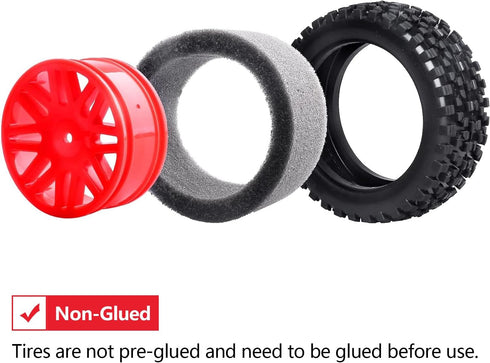 Hobbypark 12mm Hex RC 1/10 Buggy Wheels and Tires Set Height 3.46''(88mm) for Redcat Shockwave Tornado S30 EPX/PRO ExceedRC EP SunFire HSP Off Roa...