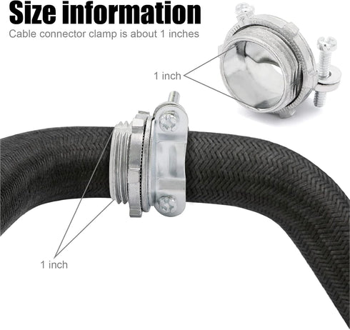 5Pack 1 inch NM Cable Clamp Type Connectors for Metallic Conduit Protect Cables Silver-Zinc...