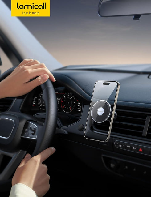 Lamicall Fits MagSafe Car Mount - Aluminum Alloy Magnetic Phone Holder for Your Car- Hands Free Car Phone Holder for iPhone 15 14 13 Pro Plus Max ...