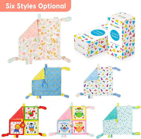 Dr.Rapeti Tag Security Blanket for Baby Infant Toddler Kid 10x10inches Washable Sensory Toy Lovey Appease Blanket (flower)...