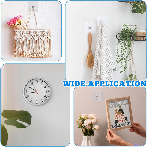 20 Pcs Self Adhesive Wall Hooks No Drill Hooks for Hanging, No-Trace Sticker Frame Hangers without Nails for Mount Wall Shelf, Heavy Duty Adhesive...
