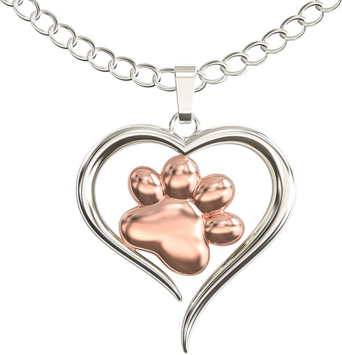 Dog Paw Necklace – Heart Shaped Paw Pendant for Women – Cute Dog Lover Charm with Message Card...