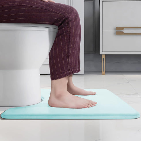 YIHOUSE Memory Foam Bath U Shape Toilet Mat Non Slip Absorbent Soft Floor Rugs for Bathroom Machine Washable Carpet Bathroom mat U-Shape 20" X 24"...
