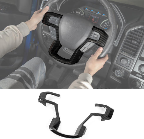 Voodonala Carbon Fiber Black Steering Wheel Bezel Decorative Trim for 2015-2020 Ford F150 F250 F350 Super Duty for 2018-2021 Ford Expedition...