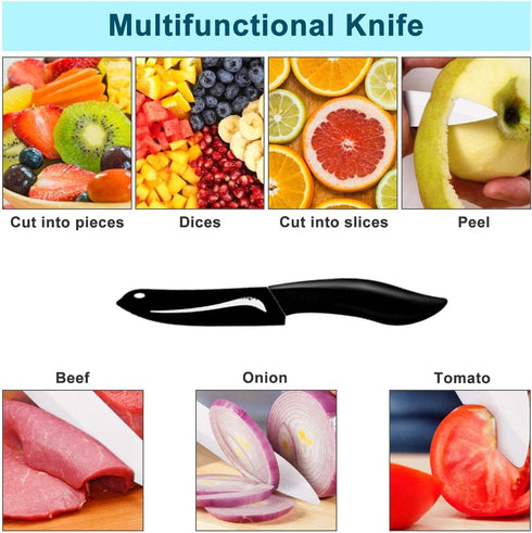Paring Knife, Large Handle and Super Sharp Ceramic Knife Blade of 4 Inch,Rust Proof Stain Resistant,ABS Handle(Black)....