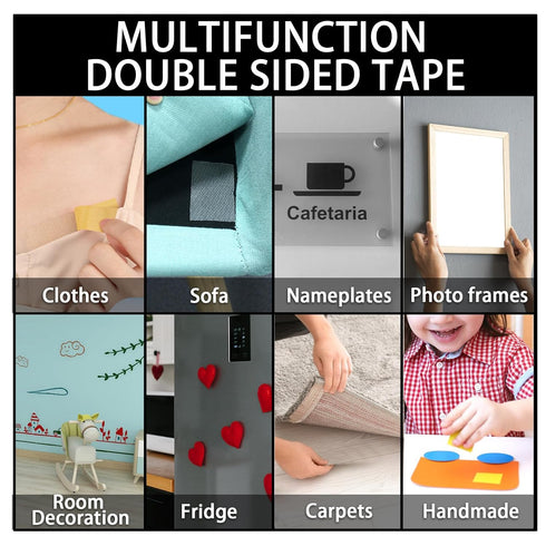 Extra Strong Double Sided Fabric Tape Heavy Duty for Clothes,Double Stick Fabric Tape for Carpet/Clothing 1inch x 66FT(20m) High Stickness Strong ...