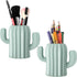 2 Pieces Cactus Pen Holder Cactus Pen Pencil Container Desktop Supplies Pen Cups Cosmetic Makeup Brush Holder for Student Multifunction Storage Bo...