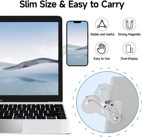 DK177 Magnetic Phone Holder for Laptop, Laptop or Desktop Monitor Side Mount Phone Mount Compatible with iPhone 15/14/13/12 Series MagSafe Cases, ...
