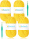 Katech 4 Pack 100g T Shirt Yarn Kit, Fabric Yarn for DIY Hand Knitting, 130 yds Spaghetti Yarn Yellow Crochet Cloth Yarn for Crocheting Bag & Bask...