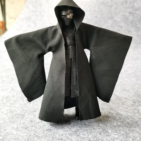 1:12 Scale Fabric Cape Robe with Hat for 6" Bandai SHF Figma Body Doll Action Figure (no Figure) (Black L Sleeve)...