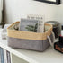 TheWarmHome Decorative Basket Rectangular Fabric Storage Bin Organizer Basket with Handles for Clothes Storage (Gold&Grey, Medium-1Pack,13.8L*9.8W...