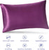 Purple Satin Pillowcase Queen Set of 2 | Pillow Cases for Hair and Skin | 20 x 30 Inch–Slip Silky Comfort with Envelope Closure...