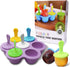 Silicone Popsicle Molds 7-cavity DIY Ice Pop Mold with Colorful Sticks For egg biting ice cream molds storage containers non stick cake molds (Pur...