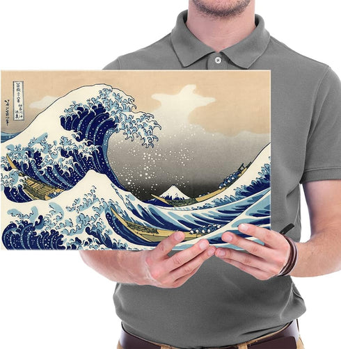 Wieco Art Great Wave of Kanagawa Katsushika Hokusai Modern Stretched and Framed Canvas Prints Artwork Abstract Landscape Pictures Paintings on Can...