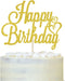 Happy Birthday Cake Topper Gold Glitter Happy Birthday Cake Pick for Celebrating Birth day Anniversary Party Decorations Supplies for Women Men Bo...
