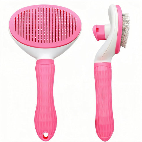 Self-Cleaning Slicker Brush for Dogs and Cats, Hair Cleaner Brush, Shedding and Dematting Grooming Comb, Pet Grooming Brush-Pink...