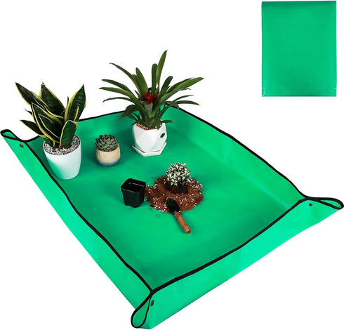 Herda 39.5" x 31.5" Plant Repotting Mat Waterproof Transplanting Mat and Potting Soil Mess Control,Square Succulent Gardening Mat Potting Soil Tid...