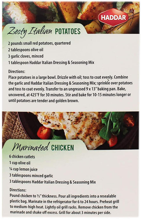 Haddar, Gluten Free Italian Dressing & Seasoning Mix 1.8oz, 4 Pack (12 Packets) For Seasoning and Salad Dressing...