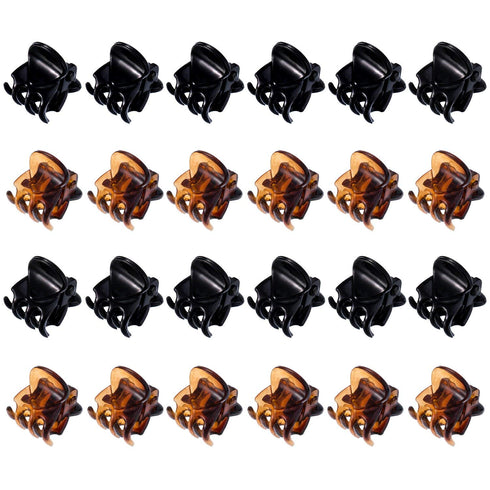 HOTOP 24 Pcs Small Mini Hair Clips Tiny Hair Claw Clips, Small Hair Clamps Non Slip Tiny Plastic Jaw Clips for Girls and Women(Black, Brown)...