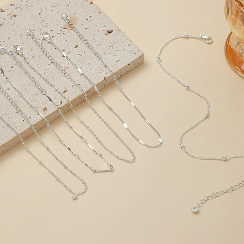 LEXODY Silver/Gold Anklets for Women, Sterling Silver Evil Eye Ankle Bracelets for Women Trendy Dainty Waterproof Anklets Set Adjustable Layered A...