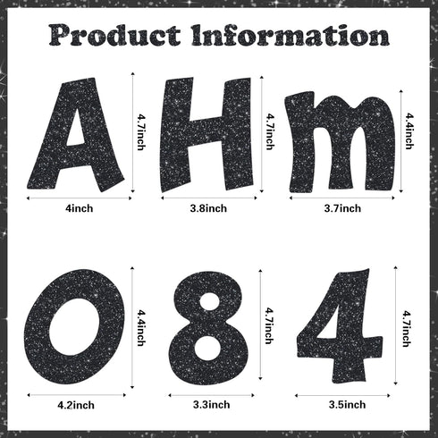 216 Pcs Glitter Bulletin Board Letters, Numbers and Punctuation, Poster Board Letters Alphabet Cut Out Cardboard Letters Accessories for Classroom...