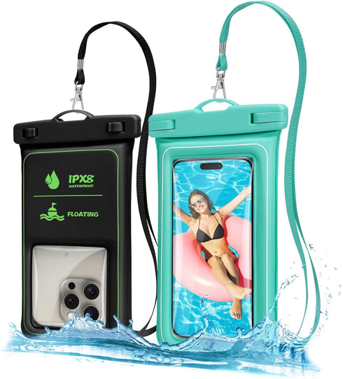 F-color Waterproof Phone Pouch - Floating with Sponge Air Cushion - IPX8 Waterproof Phone Case for iPhone 15 Pro Samsung S23 Up to 7", 12.7oz Buoy...